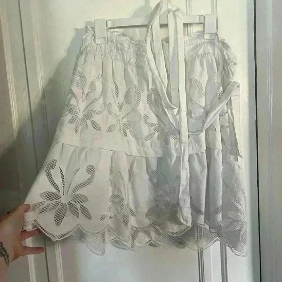 THE SOMERSET MINI SKIRT: CUTWORK EDITION By Anthropologie Floral White size XL - Picture 4 of 12
